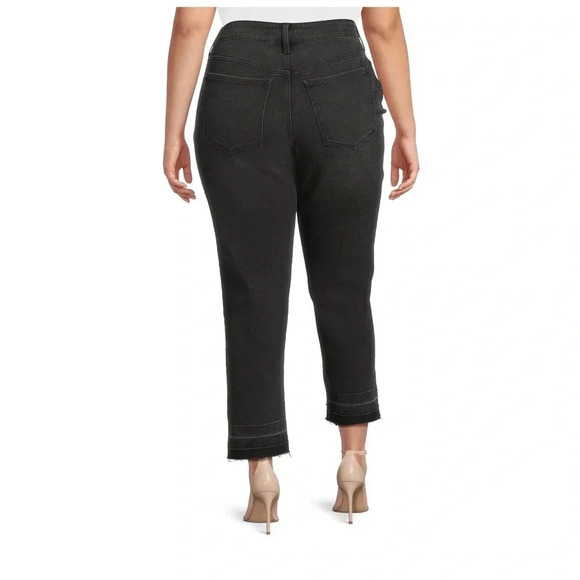 Terra & Sky Women's Plus Size Step Hem Straight Leg Jeans, 27" Inseam - Picture 3 of 5
